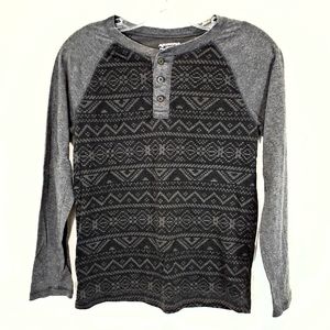Arizona Grey Print Henley Top Size L (14/16) Kids